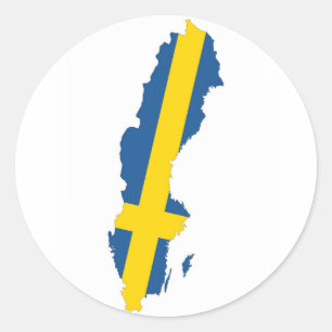 sweden country flag map classic round sticker