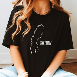 Sweden Country Map Swedish Border Line Land Shape T-Shirt