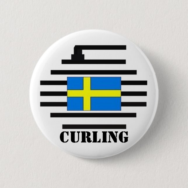 Sweden Curling 6 Cm Round Badge (Front)
