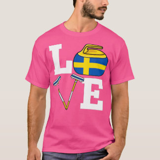 Sweden Curling Broom Winter ice Sports Swedish Fla T-Shirt