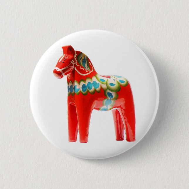 Sweden Dala Horse 6 Cm Round Badge (Front)