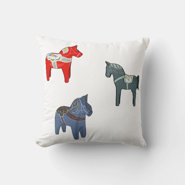 Sweden Dala Horse Dalecarlian Swedish Cushion (Front)