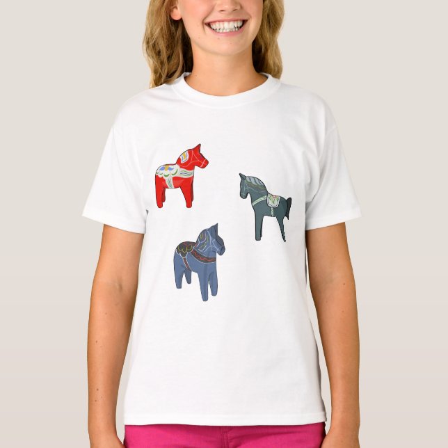Sweden Dala Horse Dalecarlian Swedish T-Shirt (Front)
