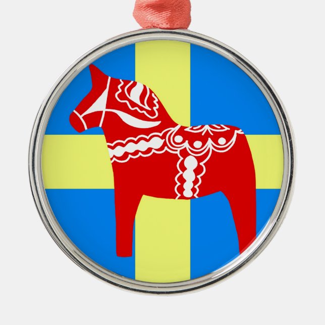 Sweden Dala Horse Metal Ornament (Front)