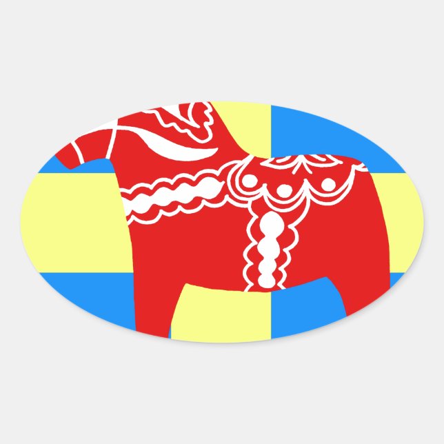 Sweden Dala Horse Oval Sticker (Front)