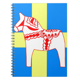 Sweden Dala Horse White Notebook