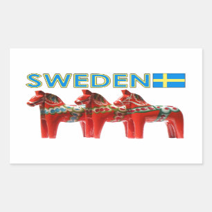 Sweden Dala Horses Rectangular Sticker