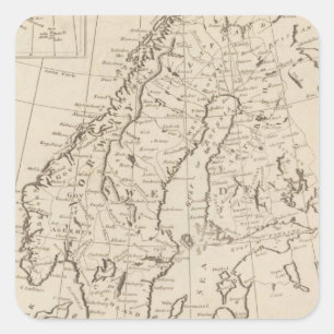 Sweden, Denmark, Norway and Finland 3 Square Sticker