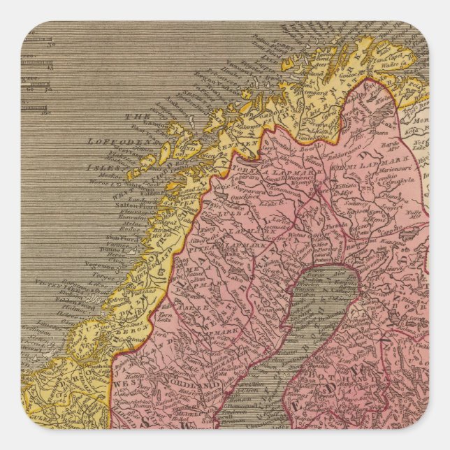 Sweden, Denmark, Norway Square Sticker (Front)