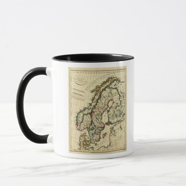 Sweden, Denmark, Norway with boundaries outlined Mug (Left)