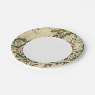 Sweden, Denmark, Norway with boundaries outlined Paper Plate