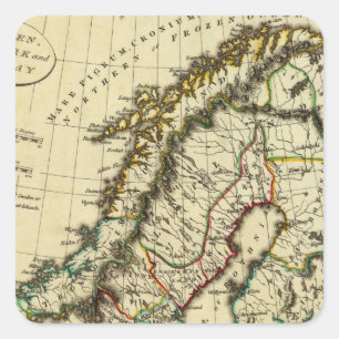 Sweden, Denmark, Norway with boundaries outlined Square Sticker