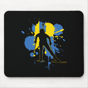 Sweden Flag Biathlonist - Swedish Biathlon Mouse Pad