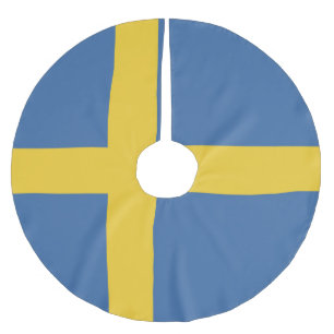 Sweden flag brushed polyester tree skirt