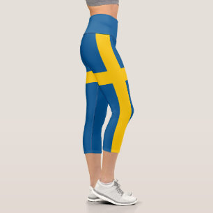 Sweden Flag Capri Leggings
