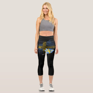 Sweden flag capri leggings