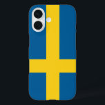 sweden flag iPhone 16 case<br><div class="desc">Flag of Sweden. The flag of Sweden is a Scandinavian cross that extends to the edges of the flag. This Scandinavian cross represents Christianity. The design and colours of the Swedish flag are believed to have been inspired by the present Coat of arms of Sweden of 1442, which is blue...</div>