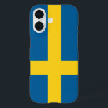 sweden flag iPhone 16 case<br><div class="desc">Flag of Sweden. The flag of Sweden is a Scandinavian cross that extends to the edges of the flag. This Scandinavian cross represents Christianity. The design and colours of the Swedish flag are believed to have been inspired by the present Coat of arms of Sweden of 1442, which is blue...</div>