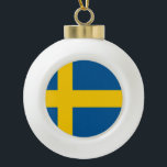 Sweden Flag Ceramic Ball Christmas Ornament<br><div class="desc">Sweden Flag Feel free to modify the design according to your own preferences. You may change the design location, orientation, background colours and size. Also, you may add your own text, or slogan set its font, location and size, all in order to create the ultimate personal gift for you and...</div>
