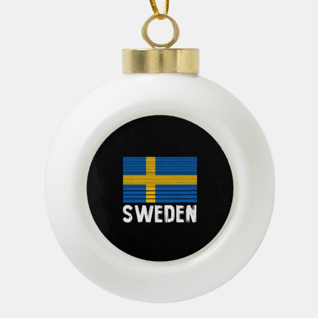 Sweden Flag  Ceramic Ball Christmas Ornament (Front)