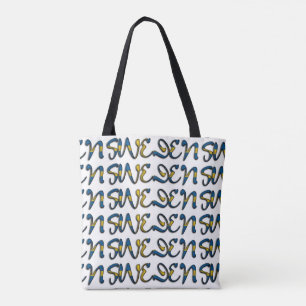 Sweden Flag Colour Typography European Country Tote Bag