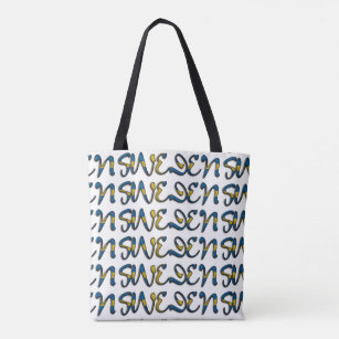 Sweden Flag Colour Typography European Country Tote Bag