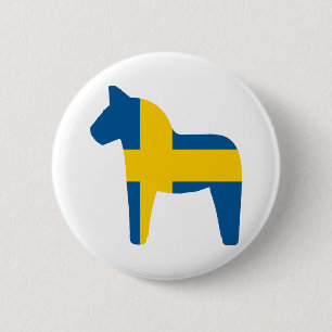Sweden Flag Dala Horse 6 Cm Round Badge