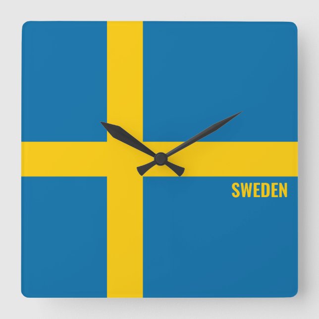 Sweden Flag Dazzling Patriotic Square Wall Clock (Front)