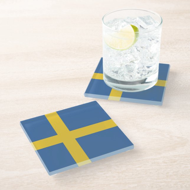 Sweden flag glass coaster (Angled)