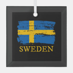 Sweden Flag Glass Tree Decoration