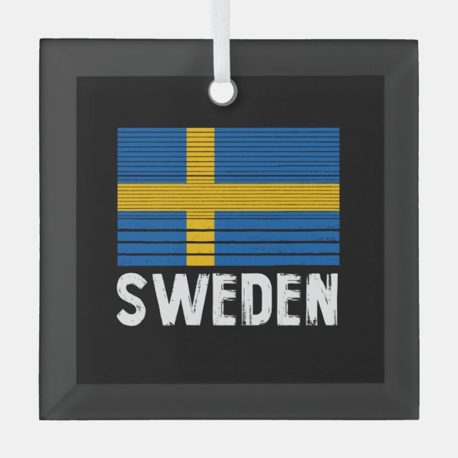 Sweden Flag Glass Tree Decoration (Front)