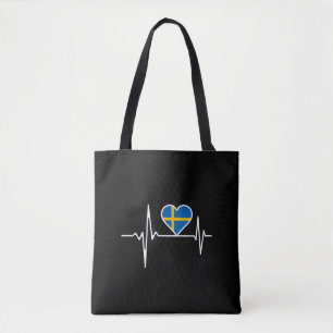 Sweden Flag Heartbeat Tote Bag