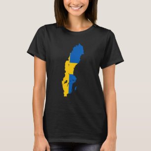 Sweden flag in Sweden outline Sweden T-Shirt