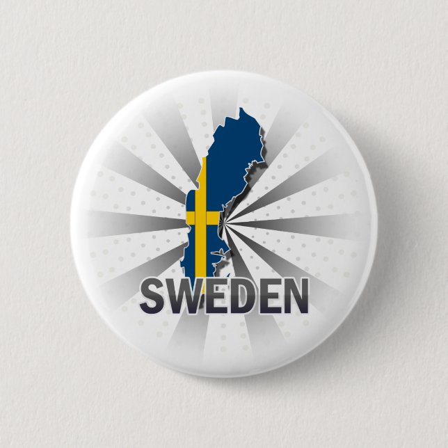 Sweden Flag Map 2.0 6 Cm Round Badge (Front)