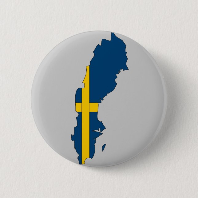 Sweden flag map 6 cm round badge (Front)