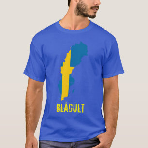 Sweden Flag Map Blågult T-Shirt