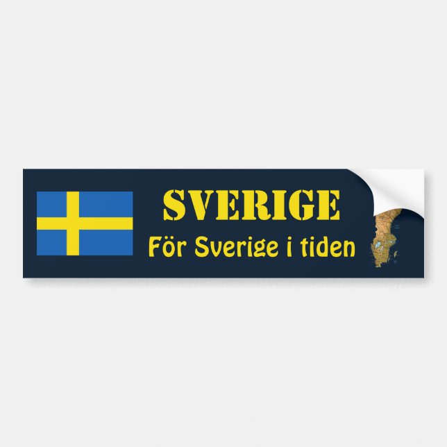Sweden Flag + Map Bumper Sticker (Front)