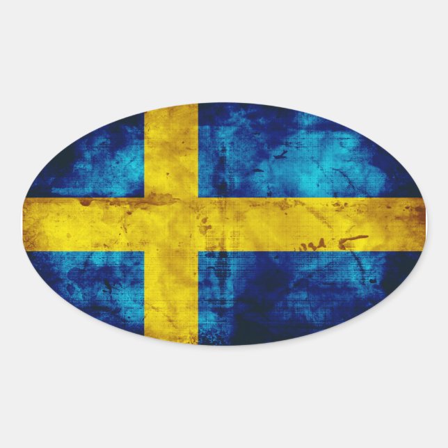 Sweden Flag Oval Sticker (Front)