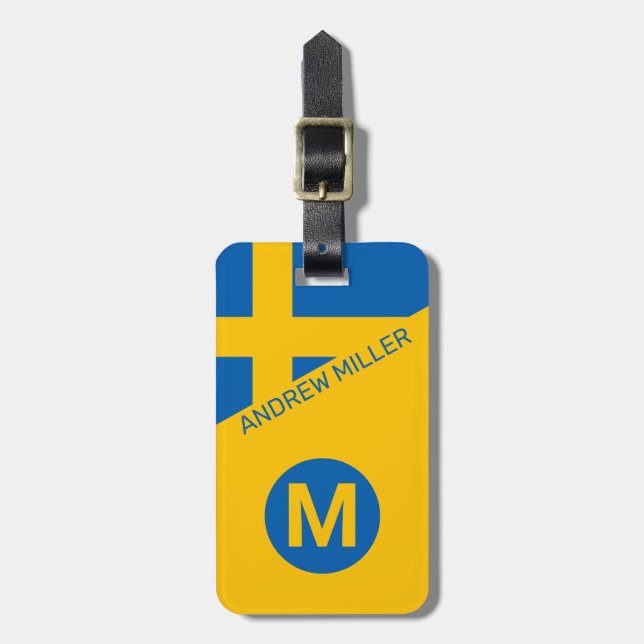 Sweden Flag Personalised modern travel luggage  Tag (Front Vertical)