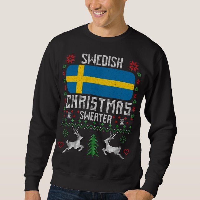 Sweden Flag Swedish Christmas Sweater (Front)