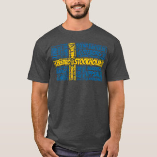 Sweden Flag With City Names Word boy T-Shirt