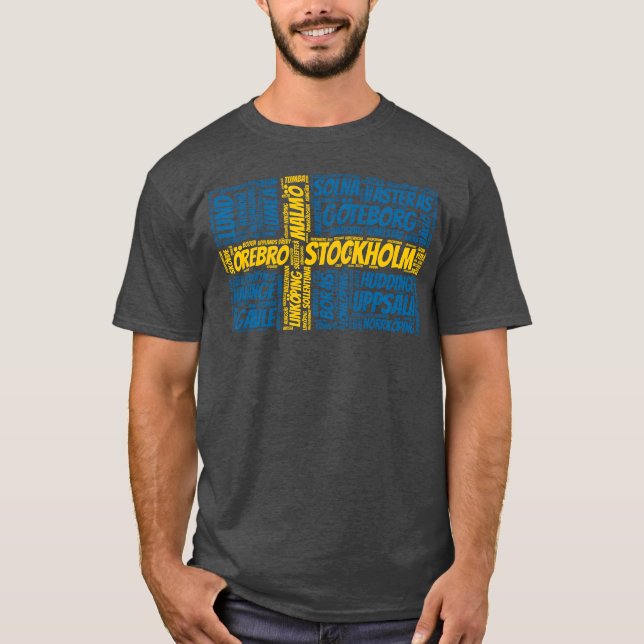 Sweden Flag With City Names Word boy T-Shirt (Front)