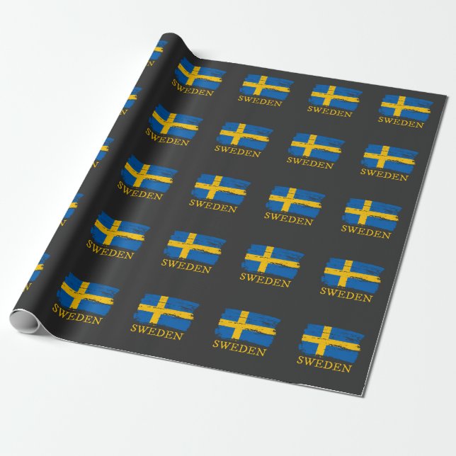Sweden Flag Wrapping Paper (Unrolled)