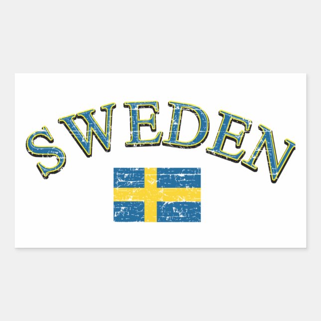 Sweden football design rectangular sticker (Front)