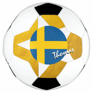 Sweden Football & Gold Swedish Flag Soccer Ball