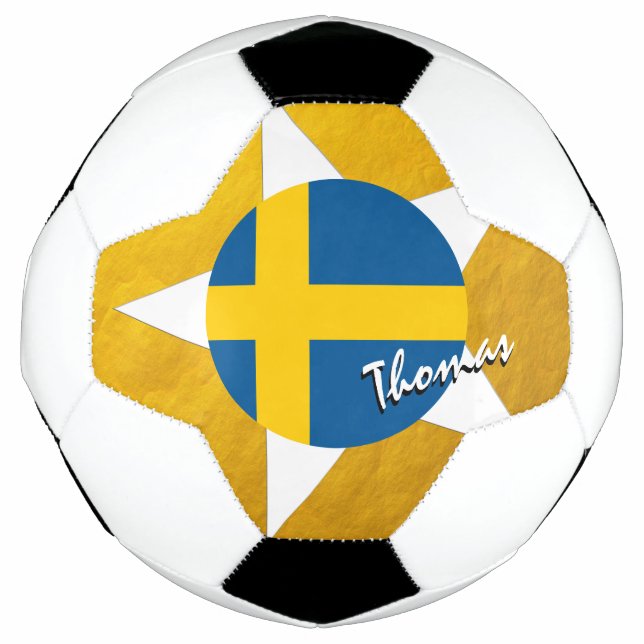 Sweden Football & Gold Swedish Flag Soccer Ball (Front)