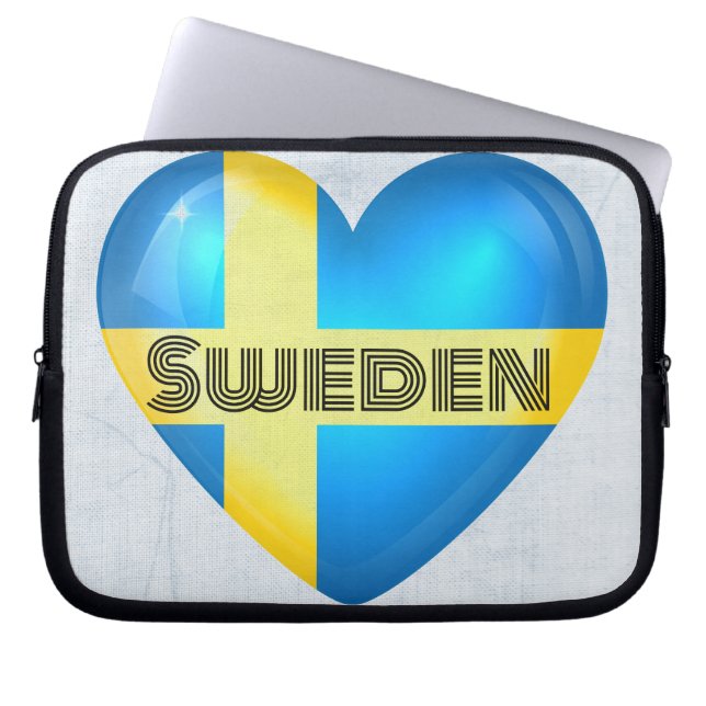 Sweden Heart Flag Laptop Sleeve (Front)