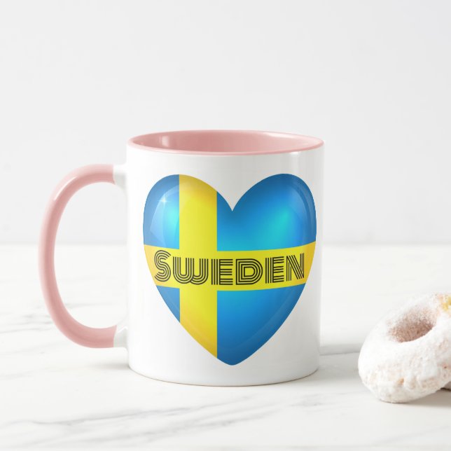 Sweden Heart Flag Mug (With Donut)