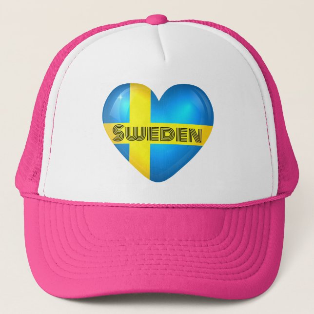 Sweden Heart Flag Trucker Hat (Front)