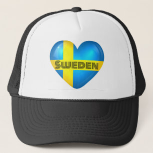 Sweden Heart Flag Trucker Hat